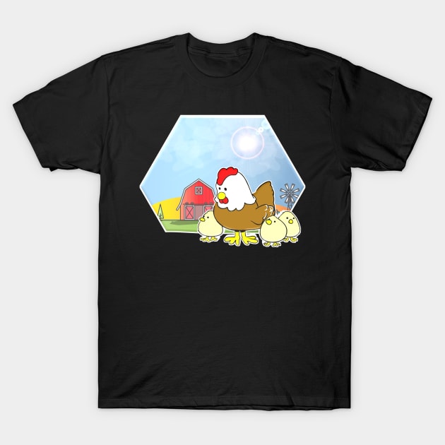 Farm Animals Chicken & Baby Chicks T-Shirt by MaystarUniverse